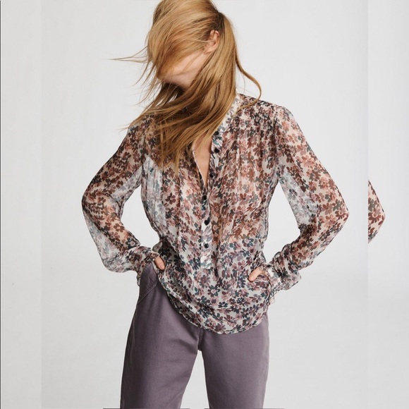rag & bone Tops - rag & bone silk floral Susan blouse Large NWT